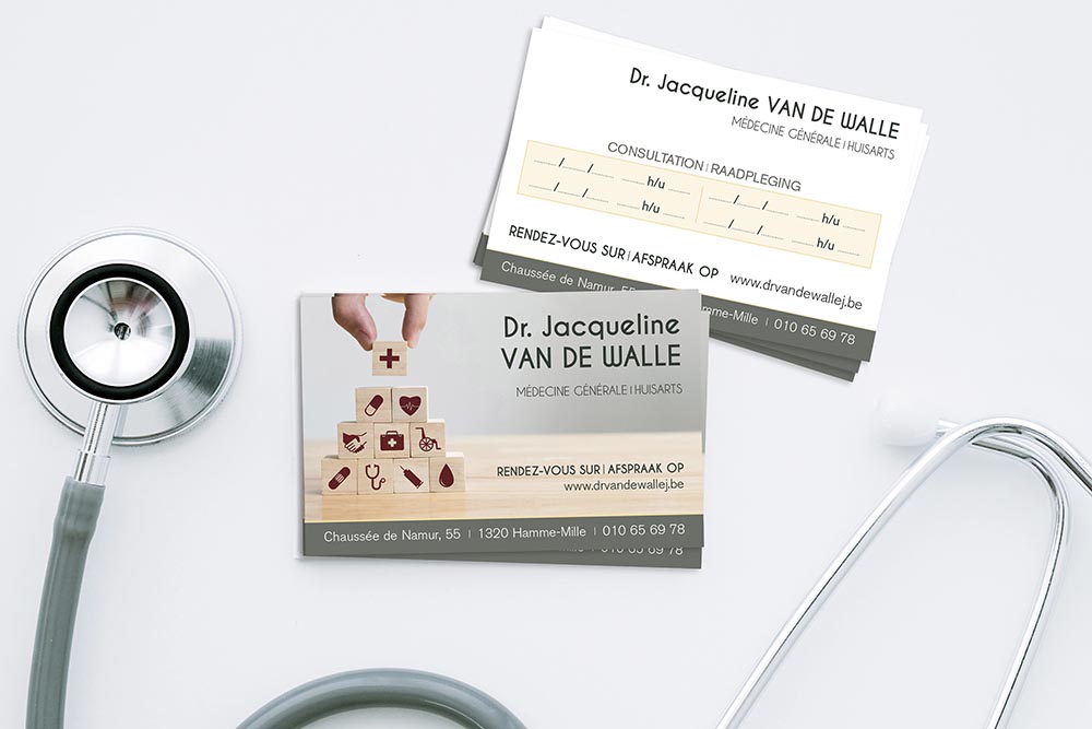 Réalisation carte de visite et prise de rendez-vous pour le docteur J. Van De Walle