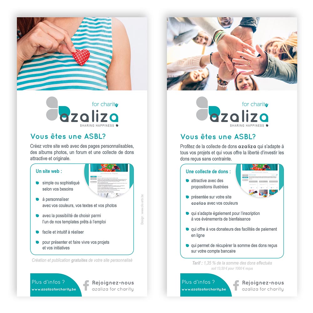 Mise en page flyers pour azaliza for charity - Listes de dons pour associations caritatives